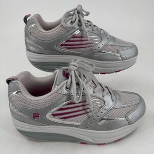 NEW Fila Walk N Sculpt Shoes WOMENS Gray Silver Pink Lace Up Sneakers SIZE 6.5